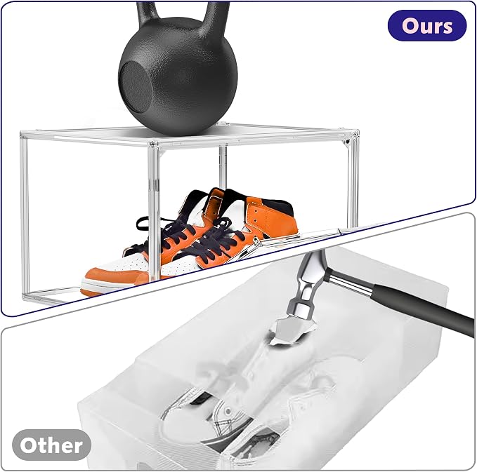 Shoe Storage 6 Pack, Acrylic Clear Shoe Storage Box Stackable Large Sneakers - Image 5