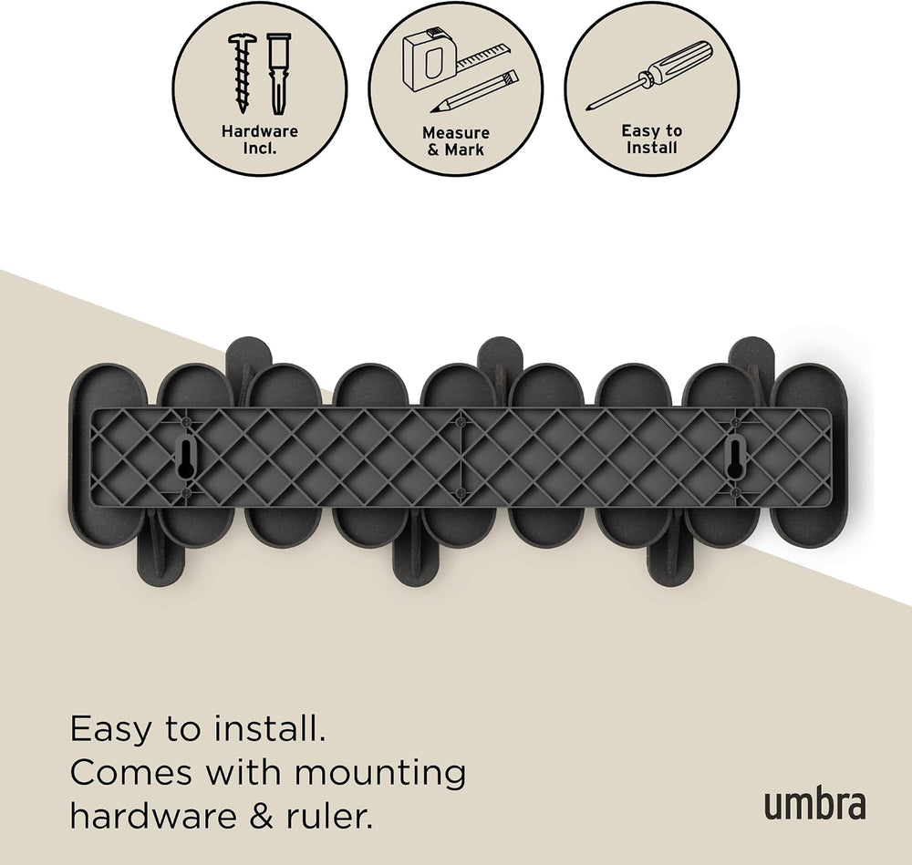 Umbra Tempo Wall Hooks, 6-Hook Coat Rack Wall Mount, Black