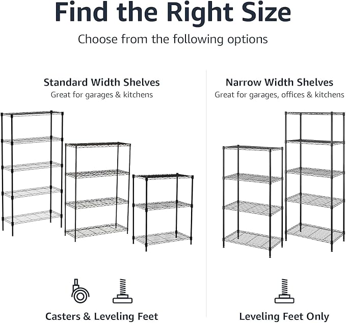 Amazon Basics 5-Shelf Adjustable Heavy Duty Steel Wire Rack Storage Shelving - Image 6