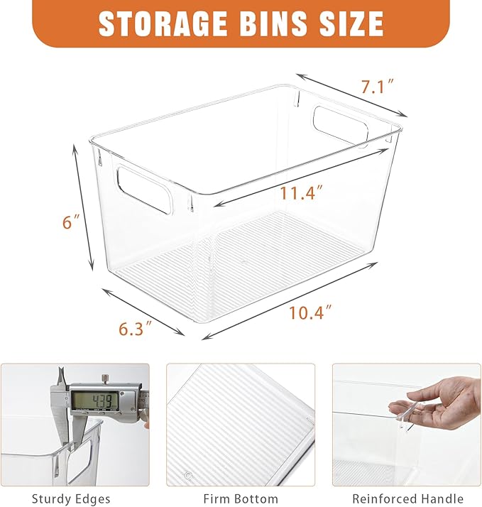6 Pack Large Clear Plastic Storage Bins, Plastic Containers - Image 2