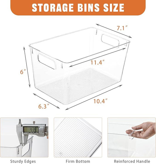 12 Pack Large Clear Plastic Storage Bins, Plastic Containers - Image 2