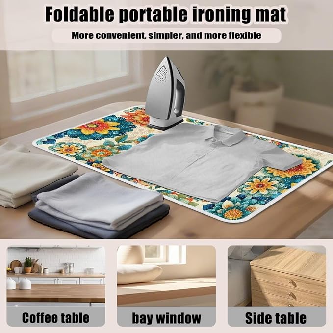 Boho Ironing Mat Foldable Ironing Pad Portable Board Iron Board Alternative - Image 6