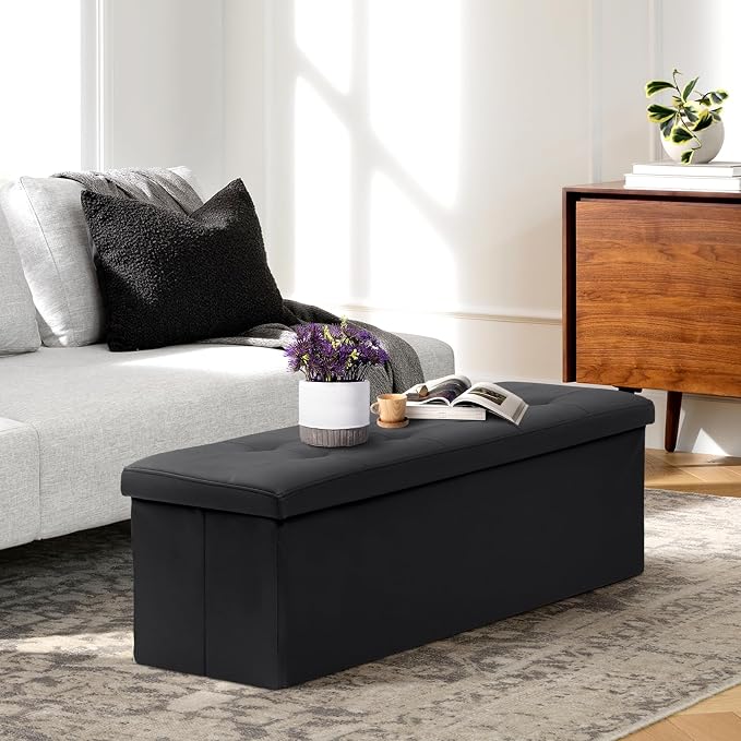 Athena Collection 43" Storage Ottoman Bench Folding Bench - Image 2