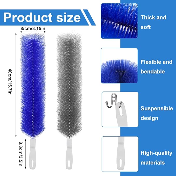 2 Pcs Cobweb Duster, Bendable Fan Duster, Plastic Fan Cleaner Brush, Microfiber - Image 2