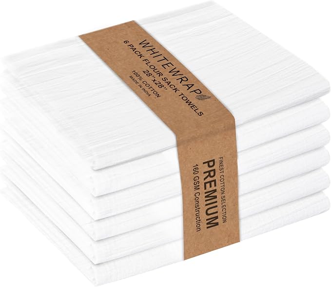 Flour Sack Towels| Tea Towel for Crafts| Kitchen Dish Cotton Blank Towel for by WHITEWRAP