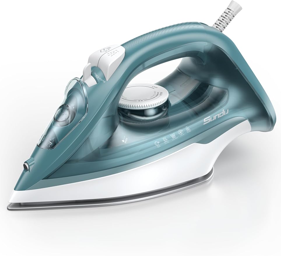 Sundu 1500W Steam Iron for Clothes, Ceramic Nonstick Soleplate for Fast Smooth by Sundu