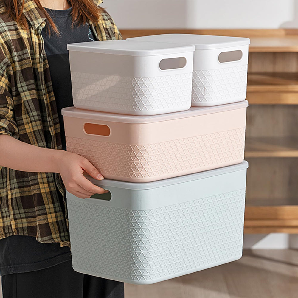 HANAMYA Lidded Storage Bin Organizer | Storage Organizing Container, 9 Liter,...