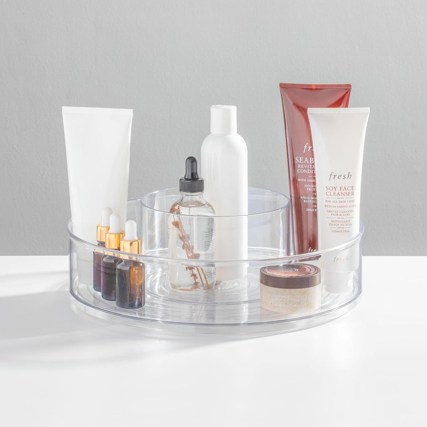iDesign 12-inch Divided Lazy Susan - Set of 2 - Clear | for Bathroom Storage