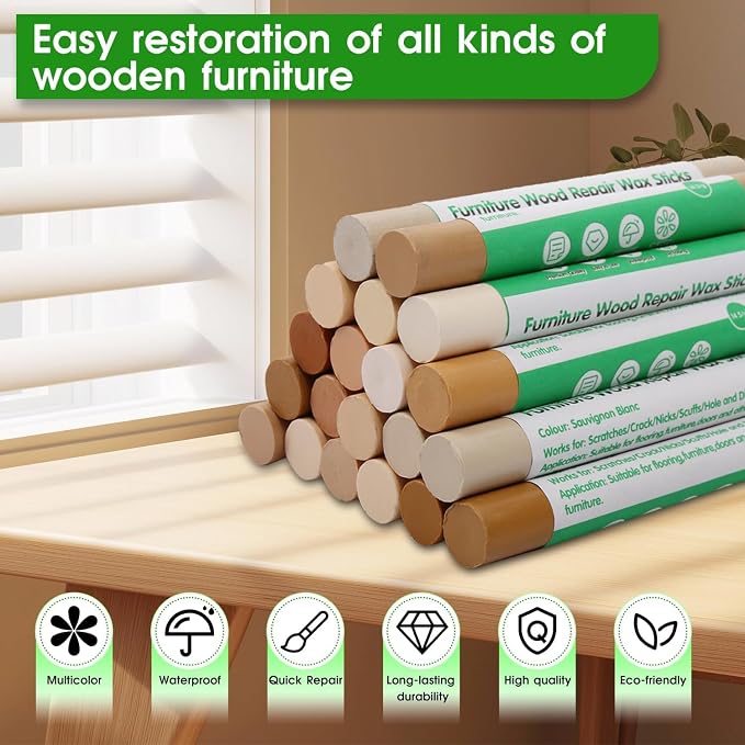 Furniture Markers Touch Up, 20 Colors Wood Filler Sticks, Wood Wax Crayons - Image 4