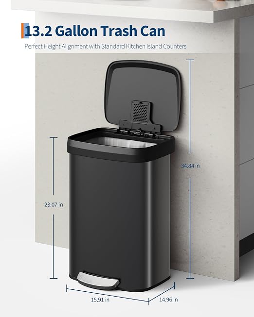 Garvee 13 Gallon / 50 Liter Metal Trash Can - Image 6