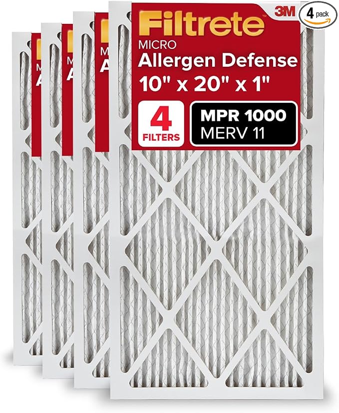 Filtrete 10x20x1 AC Furnace Air Filter, MERV 11, MPR 1000, Micro Allergen by Filtrete