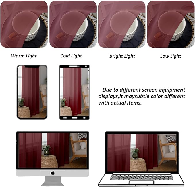 Chyhomenyc Sheer Curtains 36 Inch Length, Short Voile Sheer Window Curtians - Image 6