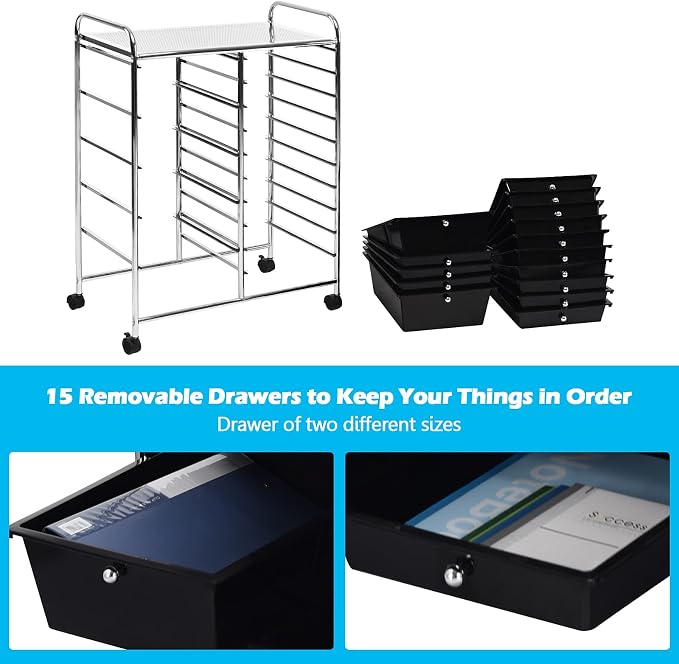 GOFLAME 15-Drawer Rolling Storage Cart, Utility Cart - Image 6
