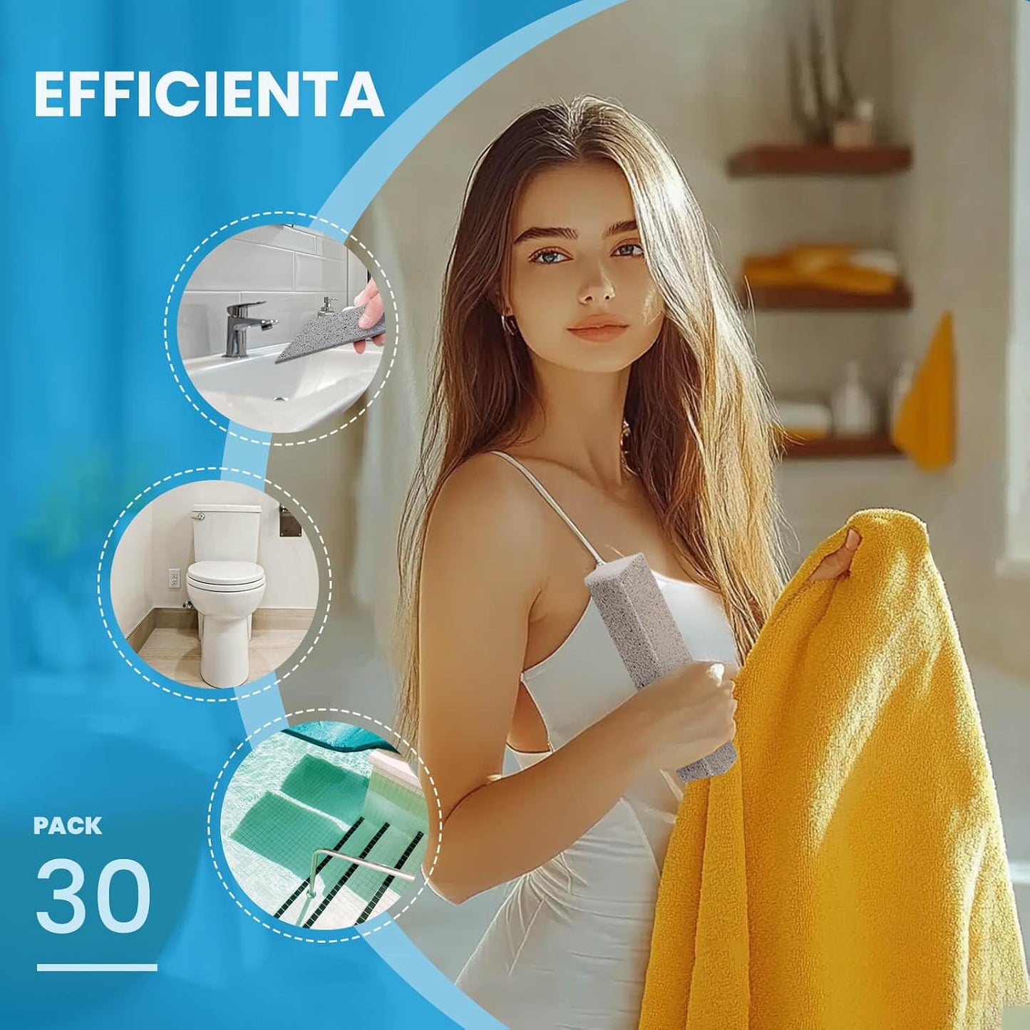 Riuja 30 Pack Pumice Stone Toilet Bowl Cleaner, Pumice Scouring Stick | Pumice Stone for Cleaning Limescale, Hard Water Stains & Rust from Toilets, Tubs, Grills, Pools and More