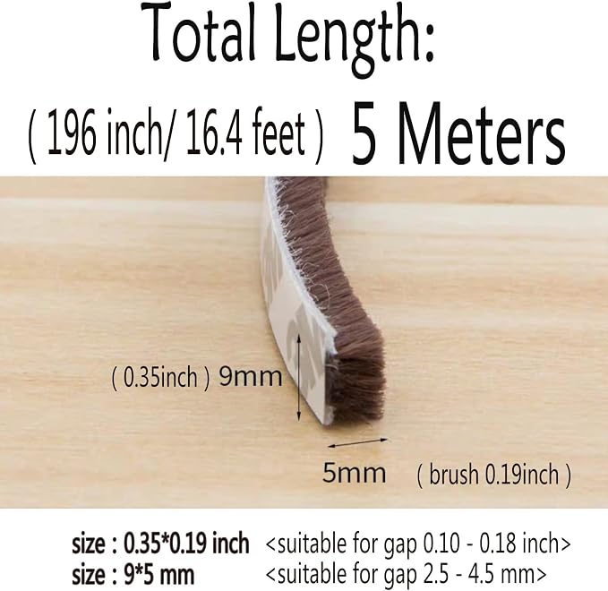 Weather Stripping Brush for Sliding Windows/Doors Frame Side, Pile Self - Image 2