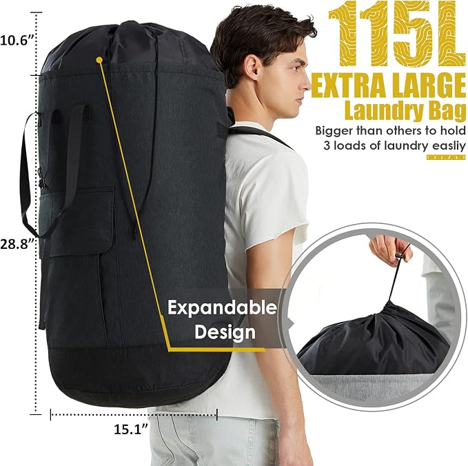 Laundry Backpack Bag 115L, Heavy Duty Laundry Bags - Image 3