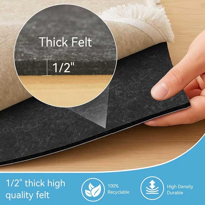 Warmstar 6x9 FT Non Slip Rug Pad, 100% Waterproof Felt Rug Pad - Image 5