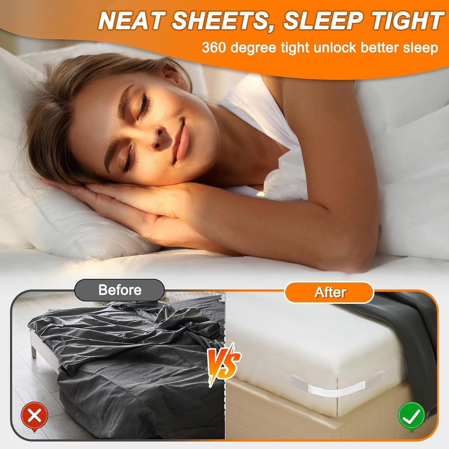 Lock Bed Sheet Holders with Anti-Slip Pads for Corners, 4Pcs Secure Bed Sheets Firmly in Place, Heavy Duty Bed Sheet Holder Straps for No More Loose Sheets, Easy Installation for All Mattress (Gray)