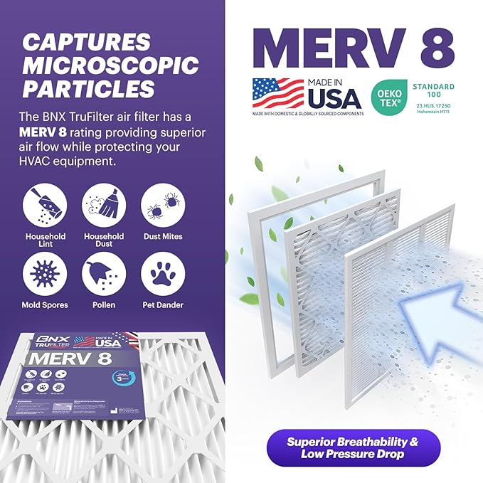 BNX TruFilter 14x14x1 Air Filter MERV 8 - Image 3