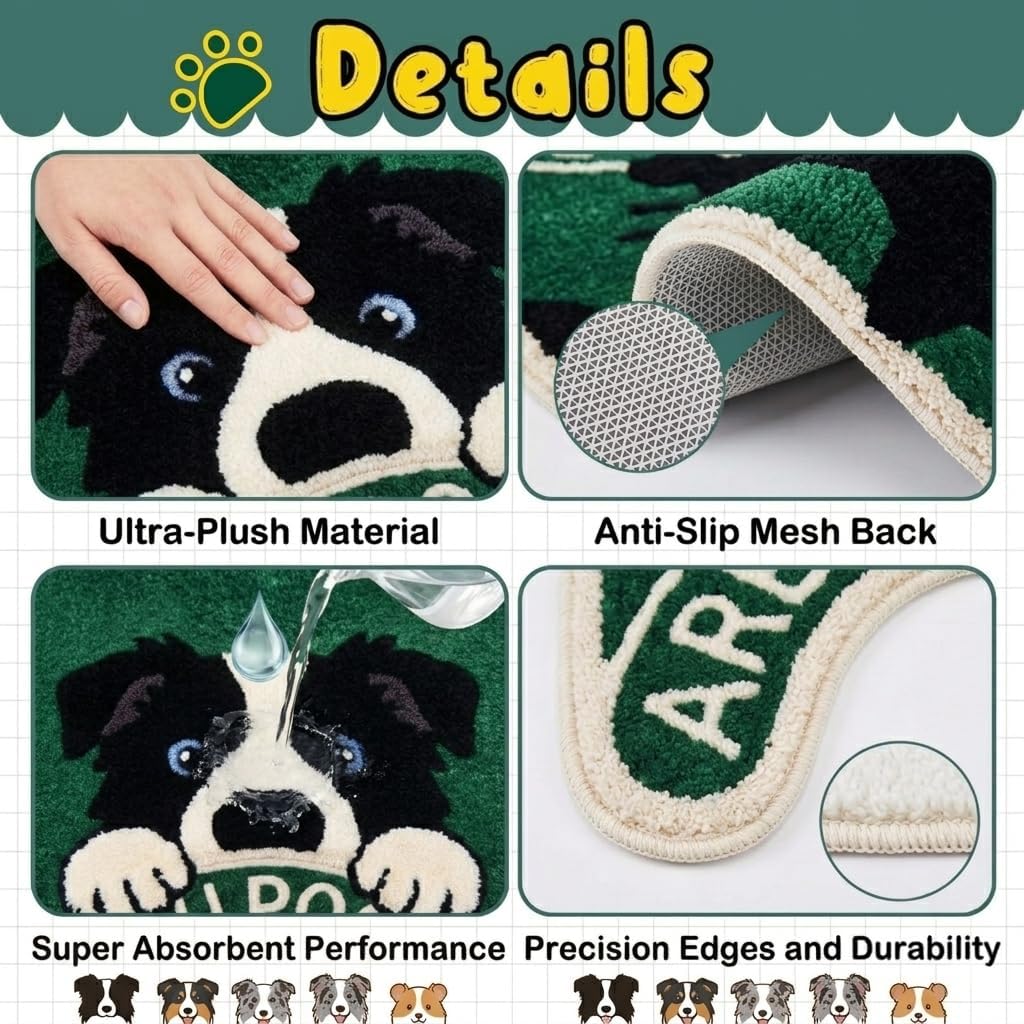 Toilet Rug U-Shaped - are You Pooping? Funny Dog Rug, 24''x20'' Inch Non-Slip Toilet Mat, Soft Absorbent Fun Bathroom Rugs, Cute Bathroom Rugs for Dog Lovers, Border Collie Decor