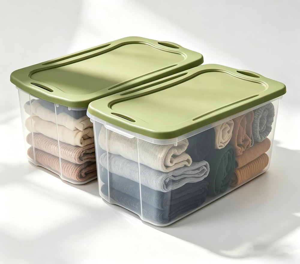 Extra-Large 120 Quart Clear Plastic Storage Bin (2-Pack) with Full-Grip Handl...