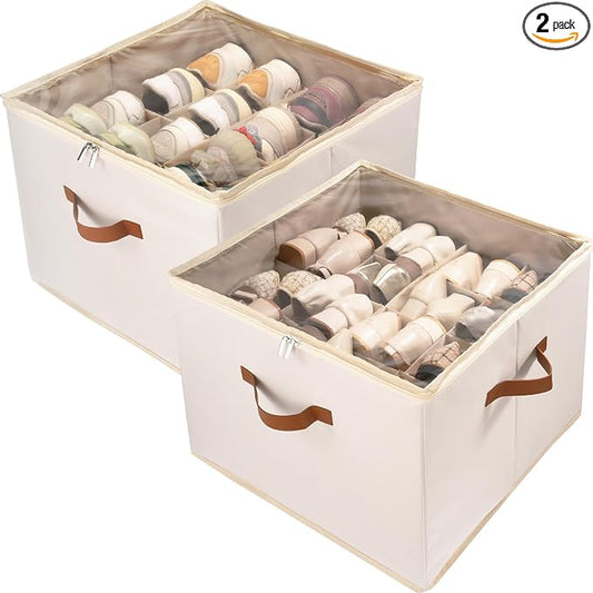 Shoe Organizer Box 2 Pack, Shoe Storage Organizer by Vexalora