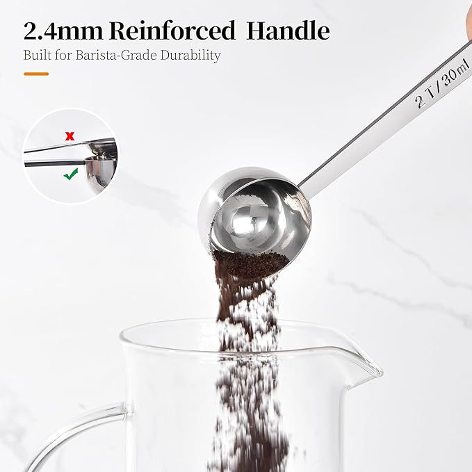 Long Handle Coffee Scoop: 18/8 Stainless Steel 5.98 Inch 2 Tablespoon Metal - Image 8