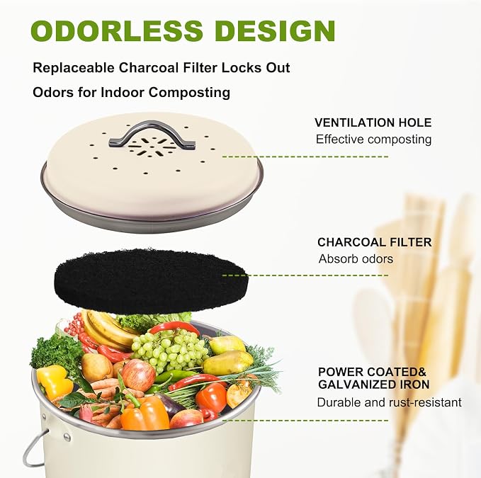 Kitchen Countertop Compost Bin, Odor Resistant Indoor Compost Bin - Image 4