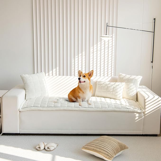 OTOB Couch Cover for Dogs Washable, Non Slip Plush Sofa Covers for 3 Cushion - Image 7