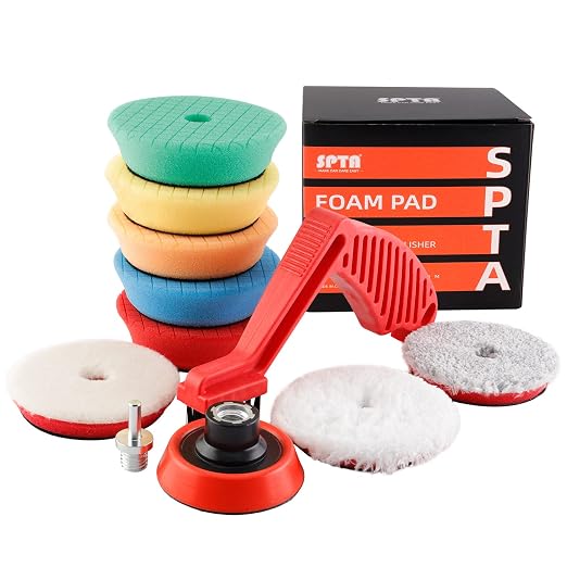 SPTA Drill polishing kit, Car Foam Drill Buffing Pad, Polishing Pads Kit by SPTA