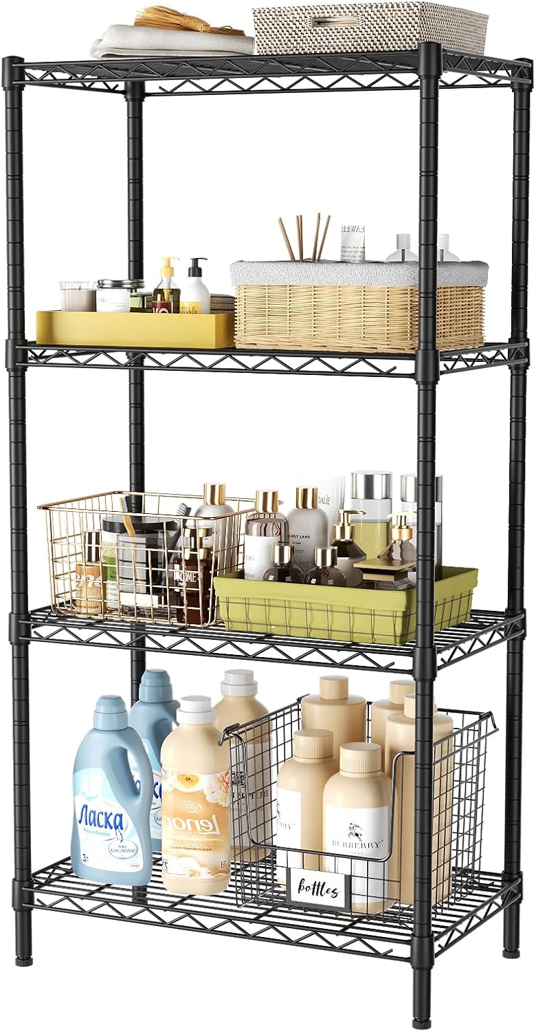 Golpart 4Tier Adjustable Storage Shelves Metal Wire Shelving Standing Shelf