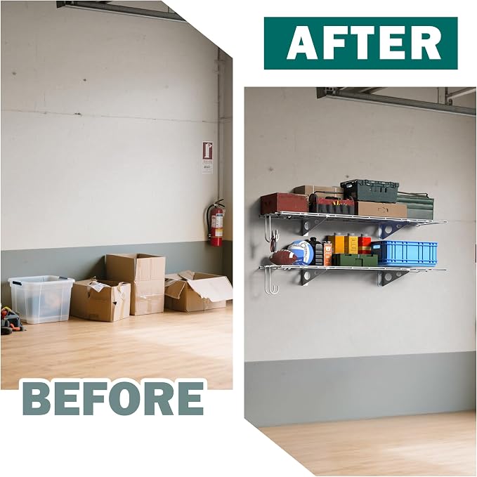 EVERHANGER Garage Wall Shelves, 12 X 48 Inch Wall Mounted Storage Shelves - Image 7
