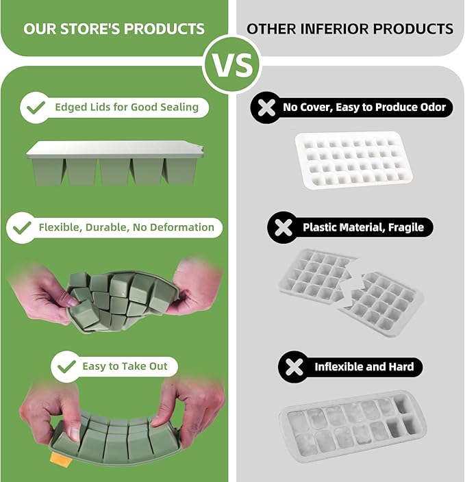 Silicone Ice Cube Tray, 2 Pack Easy-Release Stackable Ice Trays - Image 6