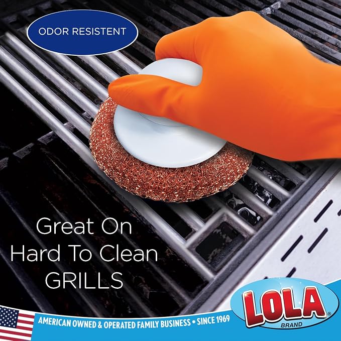 LOLA Copper Mesh Scouring Pad w/Comfort Knob, 6 Pack, Heavy Duty Cleaning Pads - Image 4