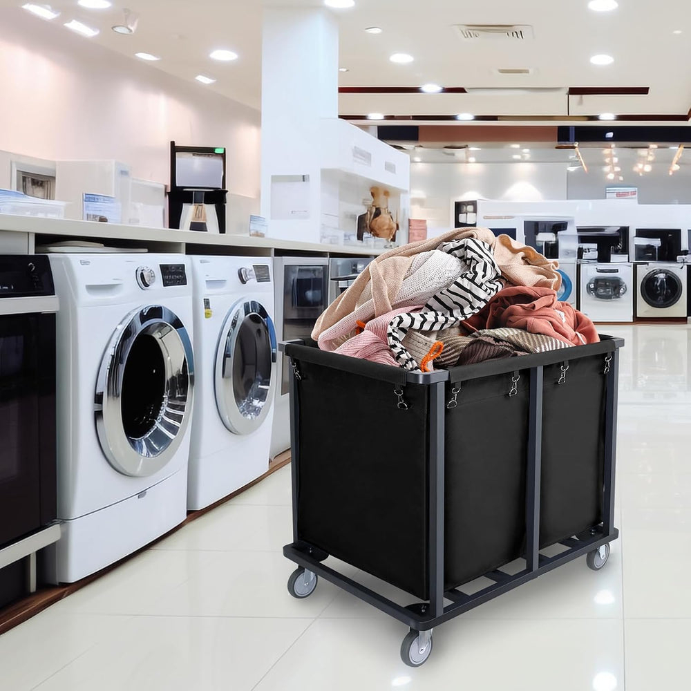 Commercial Laundry Cart with Wheels,400L Black
