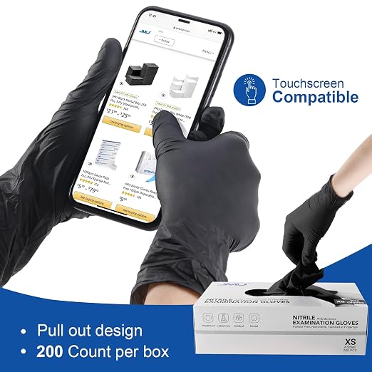 JMU Black Nitrile Gloves Small, Disposable Gloves Latex Free Powder Free - Image 5