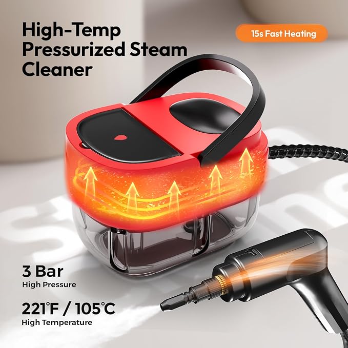 Steam Cleaner, 2500w Steamer for Cleaning, 3-Garde Adjustable Handle, 1.6L - Image 2
