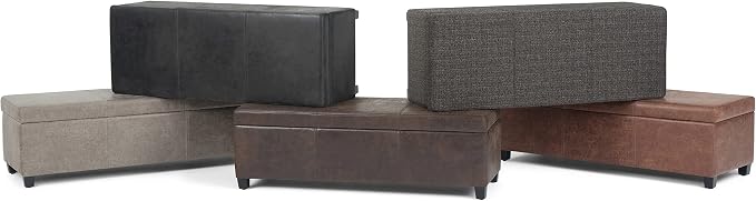 SIMPLIHOME Avalon 48 inch Wide Contemporary Rectangle Storage Ottoman Bench in - Image 12