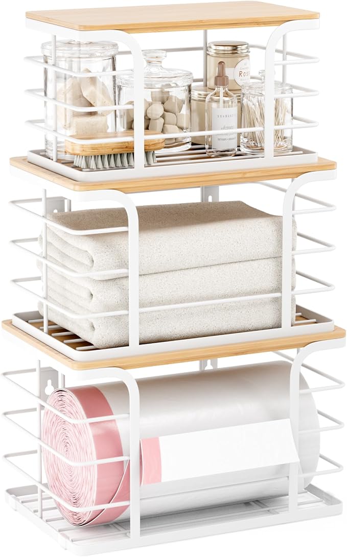 3 Pack Stackable Pantry Organizer, Stainless Steel Trash Bag Holder Dispenser by Stylstoreazy