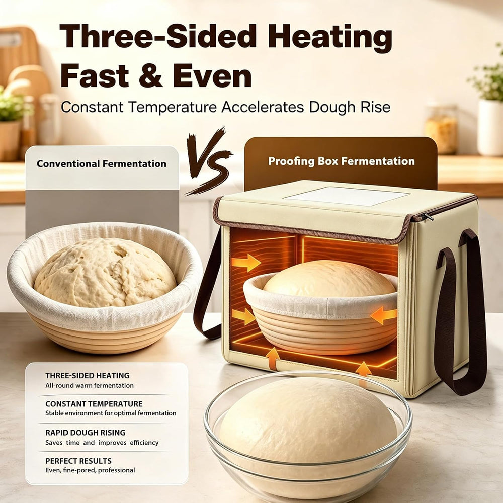 Folding Bread Proofing Box, 3-Sided Heating Dough Proofer with 50-113℉ Temp C...