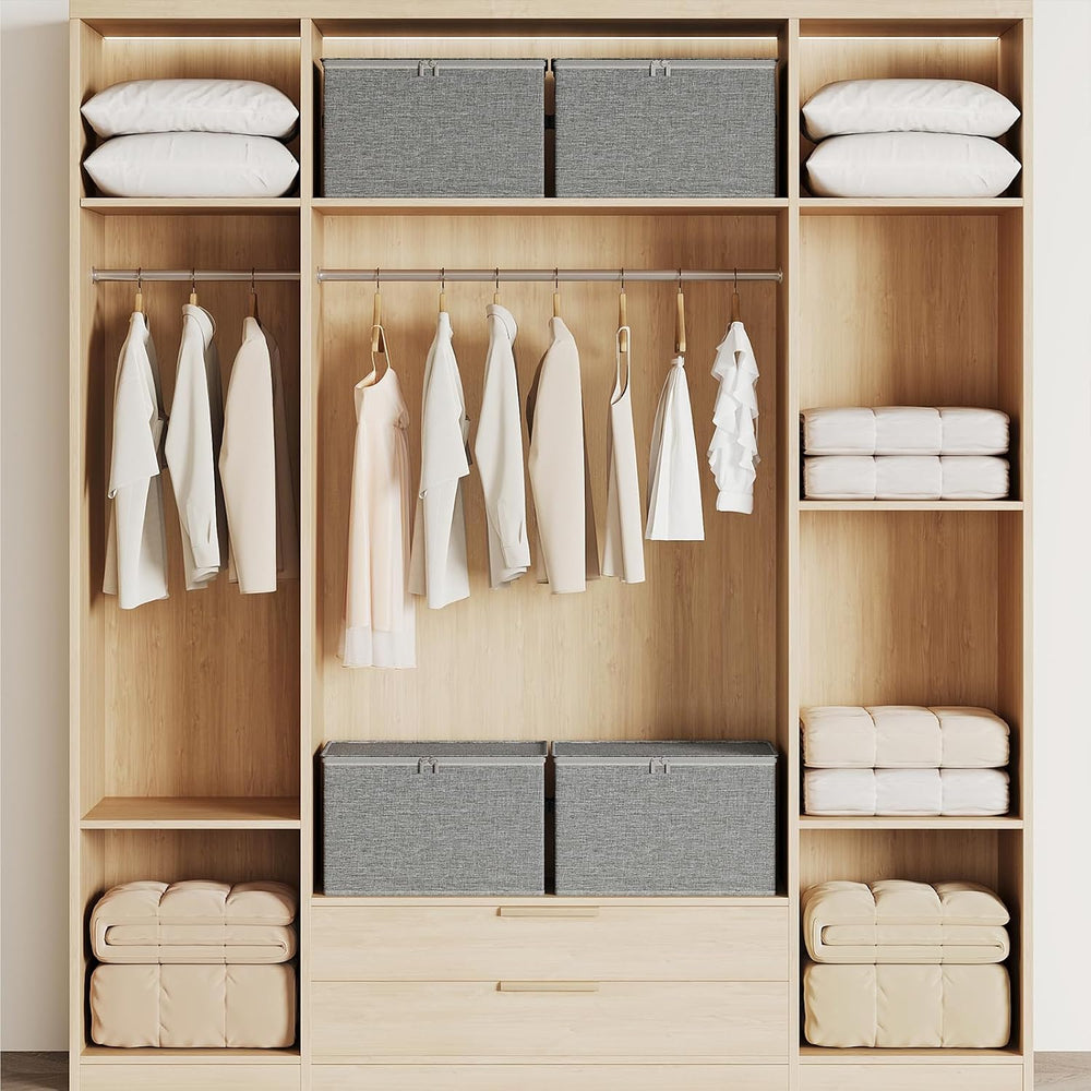 Clothes Storage Bins with Sturdy Frames, Foldable Fabric Clothing Organizer B...