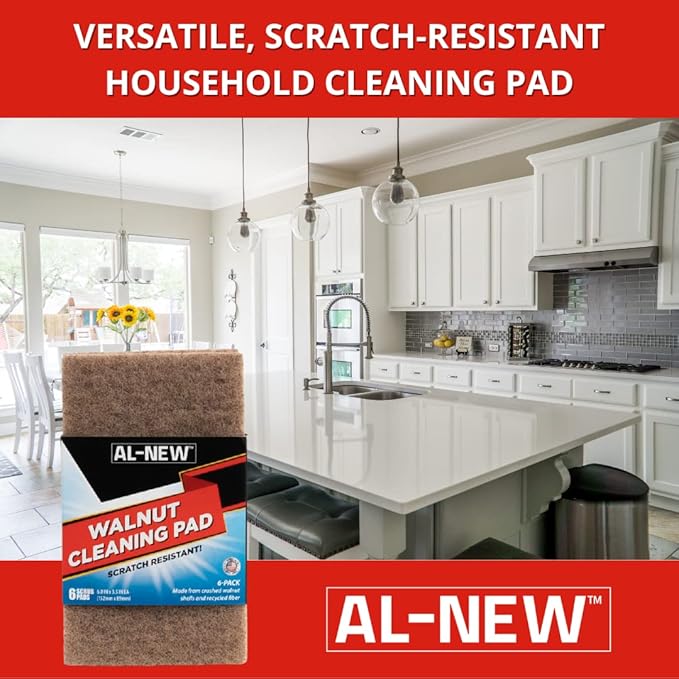 AL-NEW Walnut Cleaning Pads | Versatile, Scratch Resistant Household Cleaning & - Image 3