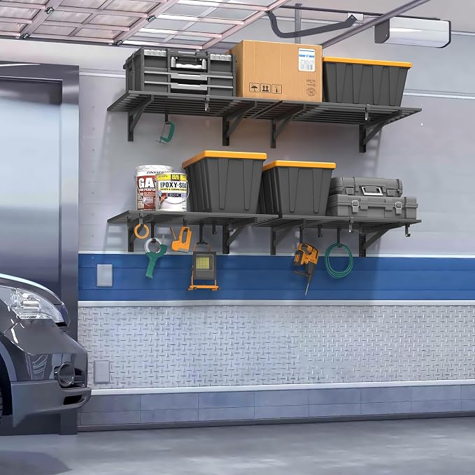 4-Pack 2x3ft Garage Shelving Wall Mounted, 800LB Capacity - Image 9
