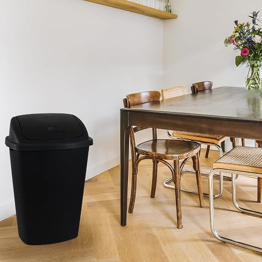 13 Gallon Swing Top Lid Garbage Cans, Large Plastic Kitchen Trash Can Set of 4 - Image 6