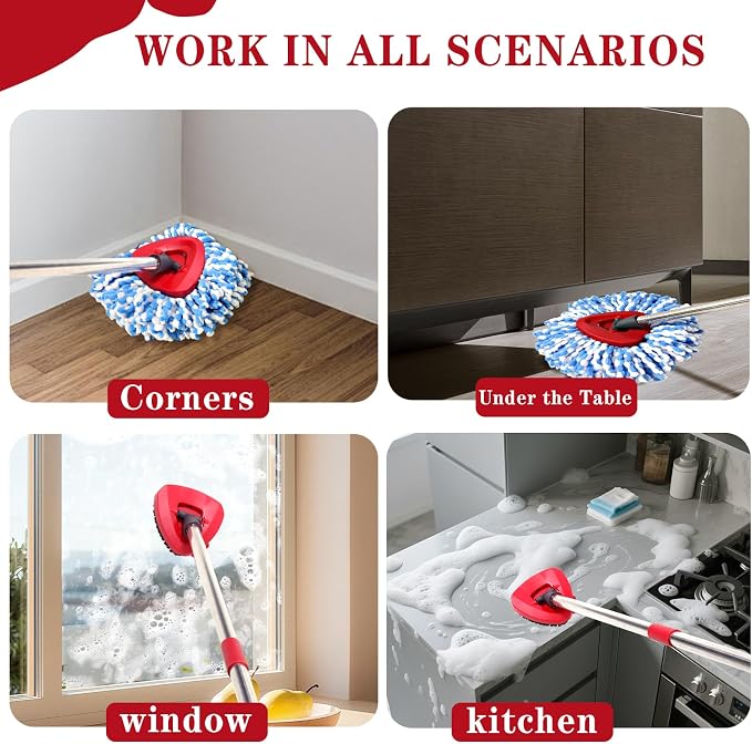 6 Pack Spin mop Replacement Head, Spin mop Scrub Brush, Microfiber Mop Refills - Image 4