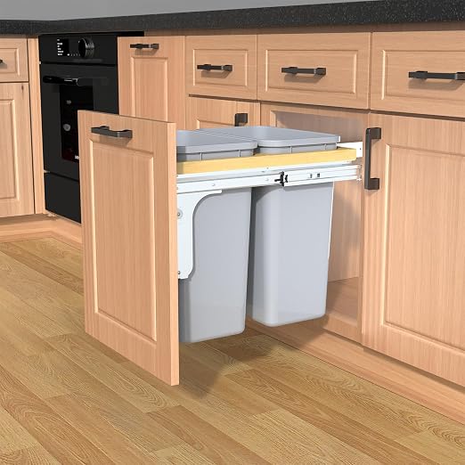 Double Pull Out Under Cabinet Trash Can 35 Qt Garbage Bin - Image 6