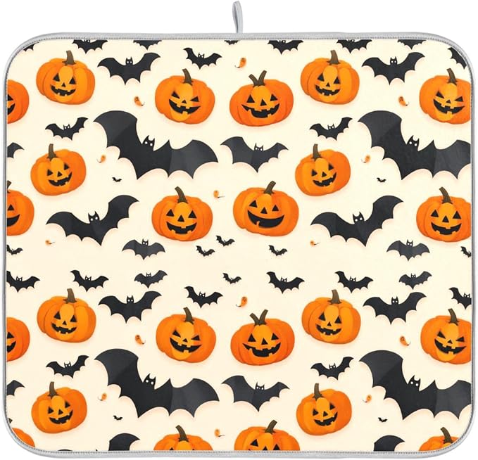 Halloween Black Bat Dish Drying Mat by Wamika