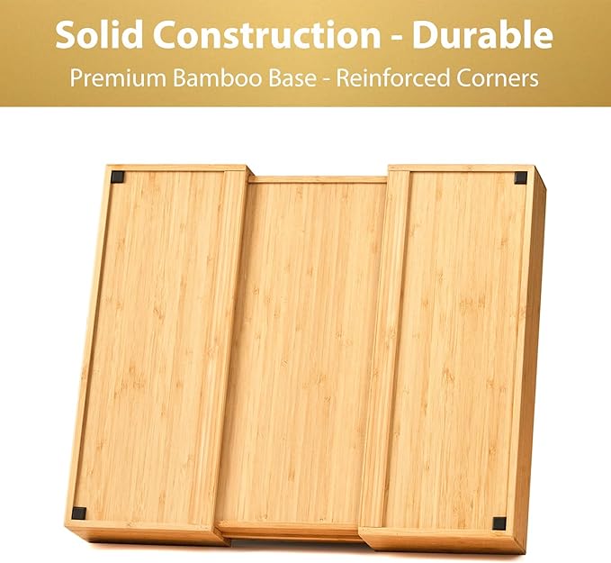 Umilife Expandable Kitchen Drawer Organizer, 2.5" High Bamboo Utensils - Image 4