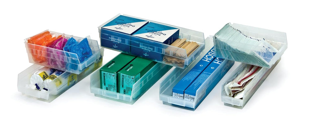 Quantum Storage Systems QSB101BK 36-Pack 4" Hanging Plastic Shelf Bin St...