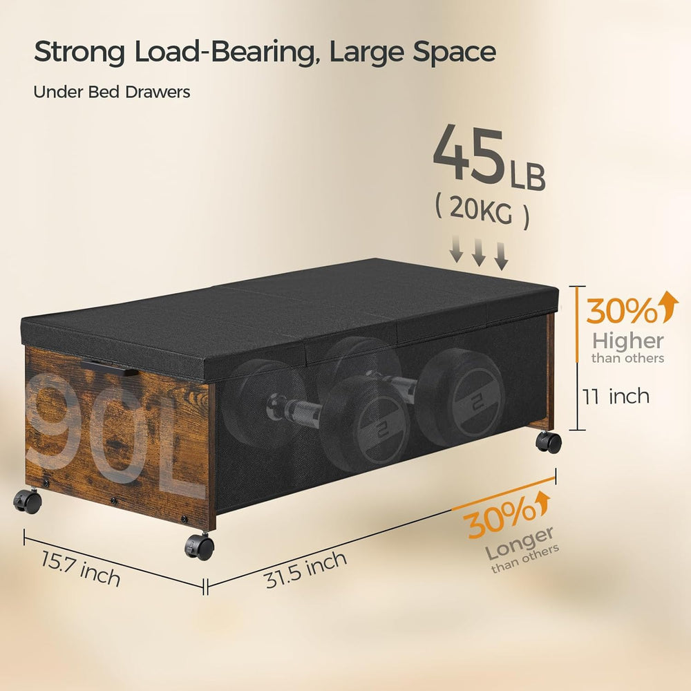 FOUCSSOMEI Under Bed Drawers on Wheels, XXXXL Size, UnderBed Storage with Whe...